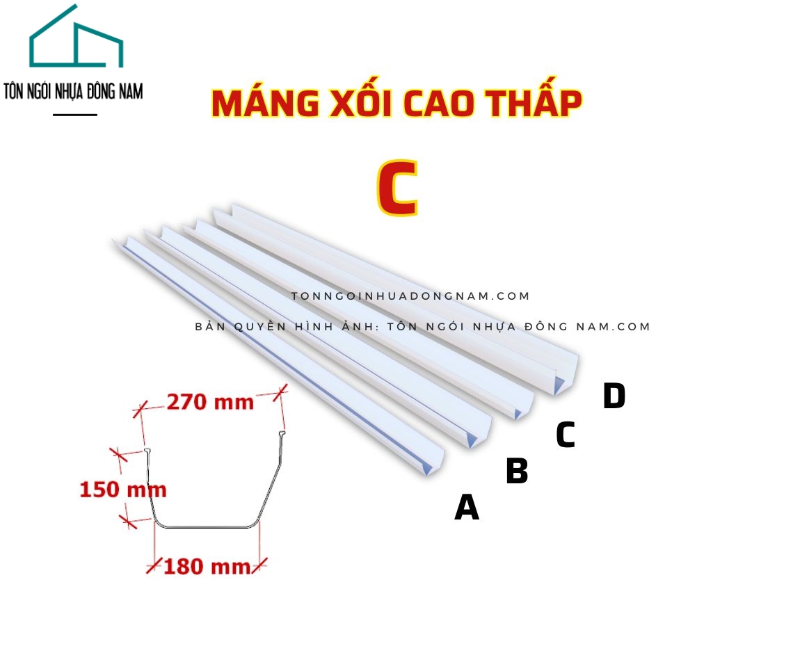 Máng Xối Nhựa PVC Size Cao Thấp